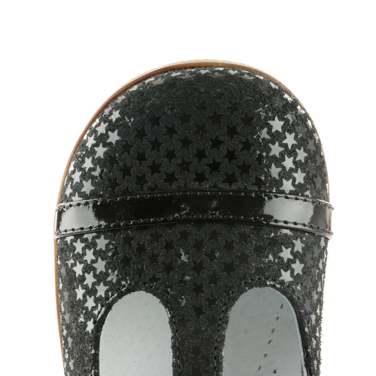 Emel Handcrafted Leather Childrens First Steps Shoes Handmade in the EU - Black Sparkly Emel