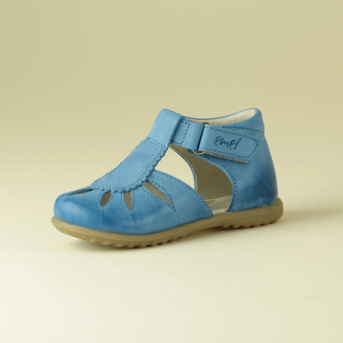 Emel Handcrafted Leather Childrens First Steps Shoes Handmade in the EU - Blue Sandals Emel