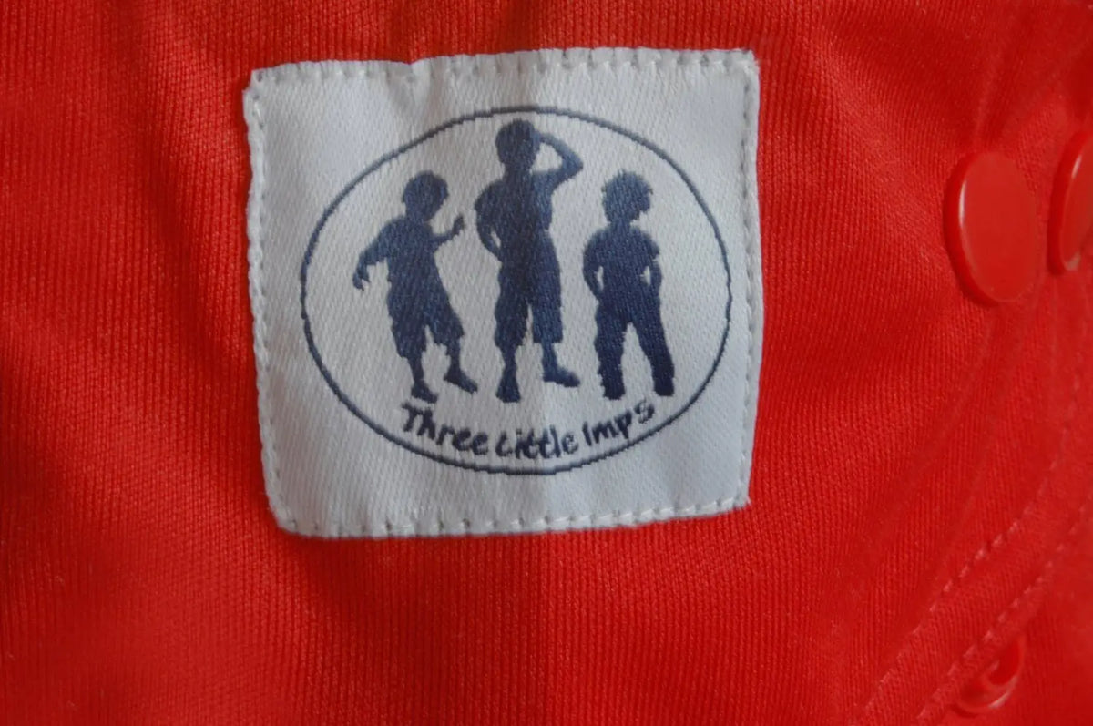 Three Little Imps Premium Range Colour Cloth Nappy ( inc 2 inserts) - Red Three Little Imps