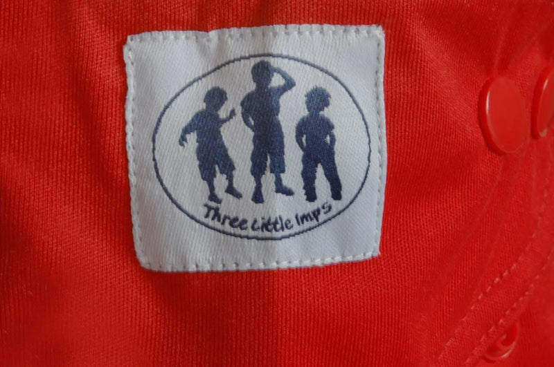 Three Little Imps Premium Range Colour Cloth Nappy ( inc 2 inserts) - Red Three Little Imps
