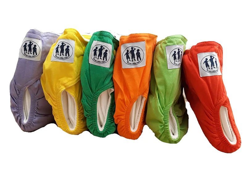 Bamboo Natural Reusable Colour Cloth Nappies (2 inserts each nappy) - Premium Econappies by Three Little Imps - Set of 6 Three Little Imps