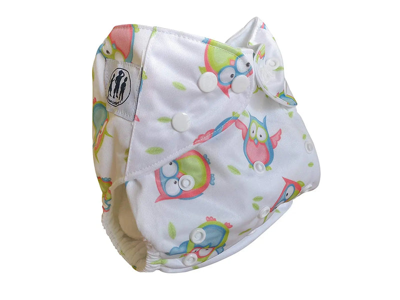 Three Little Imps Patterned Cloth Nappy (inc 2 inserts) - Owl Three Little Imps