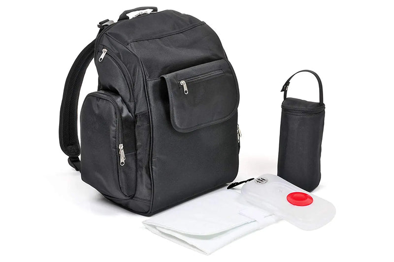 Baby Changing Backpack by Three Little Imps - Large Premium Black Unisex Change Bag - Ideal Nappy Backpack for Out and About Three Little Imps