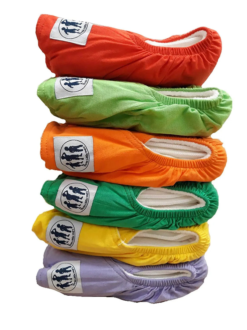 Bamboo Natural Reusable Colour Cloth Nappies (2 inserts each nappy) - Premium Econappies by Three Little Imps - Set of 6 Three Little Imps