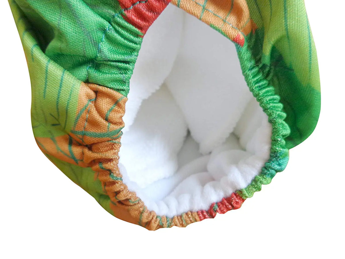 Three Little Imps Patterned Cloth Nappy (inc 2 inserts) - Green Leaves Three Little Imps