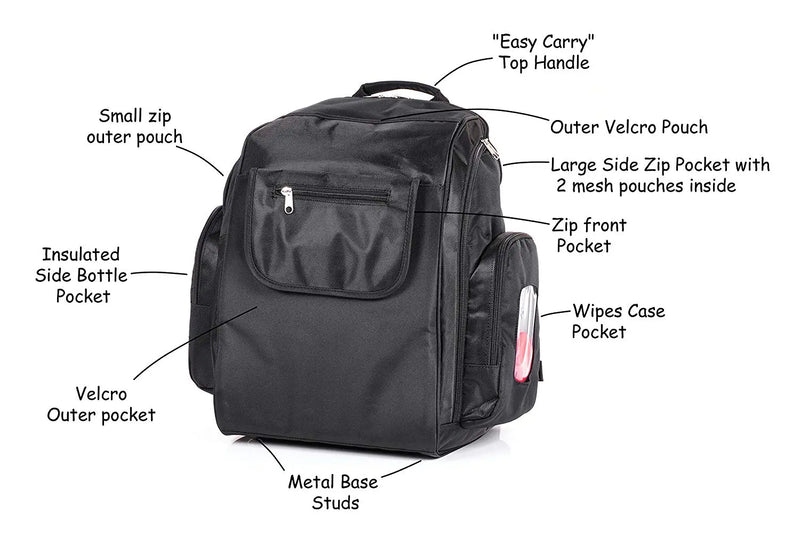 Baby Changing Backpack by Three Little Imps - Large Premium Black Unisex Change Bag - Ideal Nappy Backpack for Out and About Three Little Imps