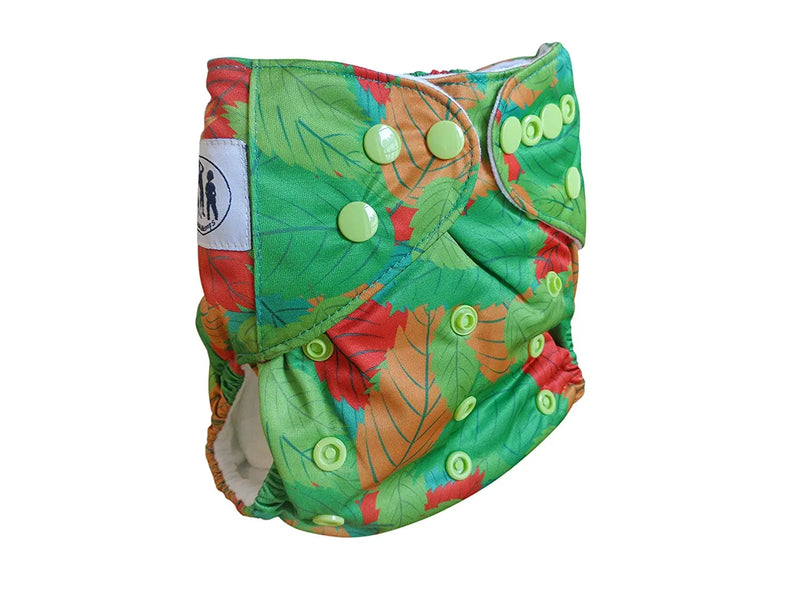 Three Little Imps Patterned Cloth Nappy (inc 2 inserts) - Green Leaves Three Little Imps